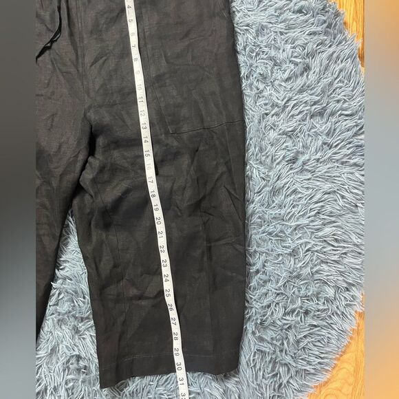 Eskandar Black Linen Cropped Pants Oversized Lagenlook Size M - Picture 2 of 3